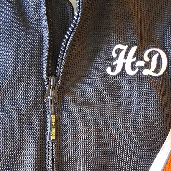 Harley-Davidson Black Mesh Bomber Style Biker Jacket with White Logo - Picture 4 of 13